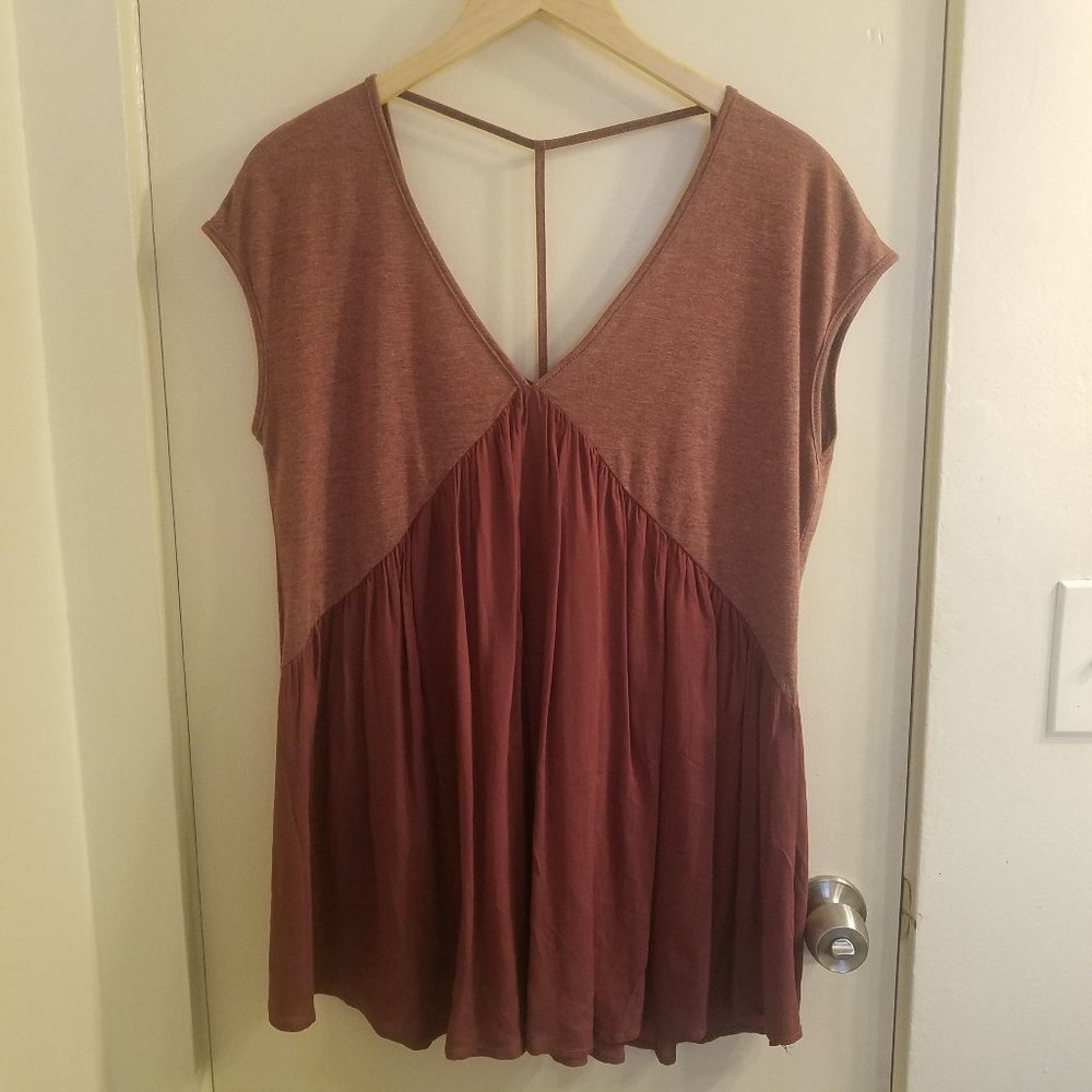 Anthropologie Meadow Rue Deep V-neck Tunic Blouse